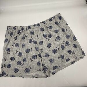 Sonoma Goods for Life Gray and Blue Floral Sleepwear Shorts w Elastic Waist 3X